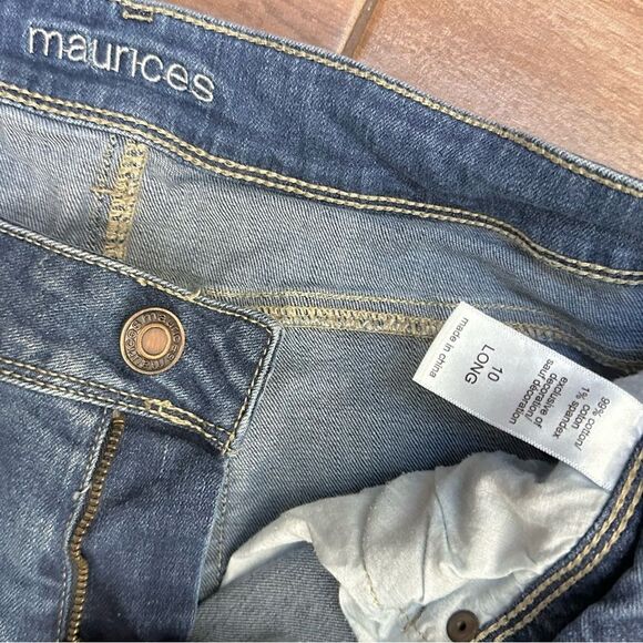 Maurices Womens Jeans Sz 10 Long 10T Medium Wash Sandblasted Bootcut - Picture 7 of 7